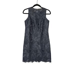 Ann Taylor Navy Blue Floral Lace Dress SZ 2 Petite Feminine Party Wedding Guest